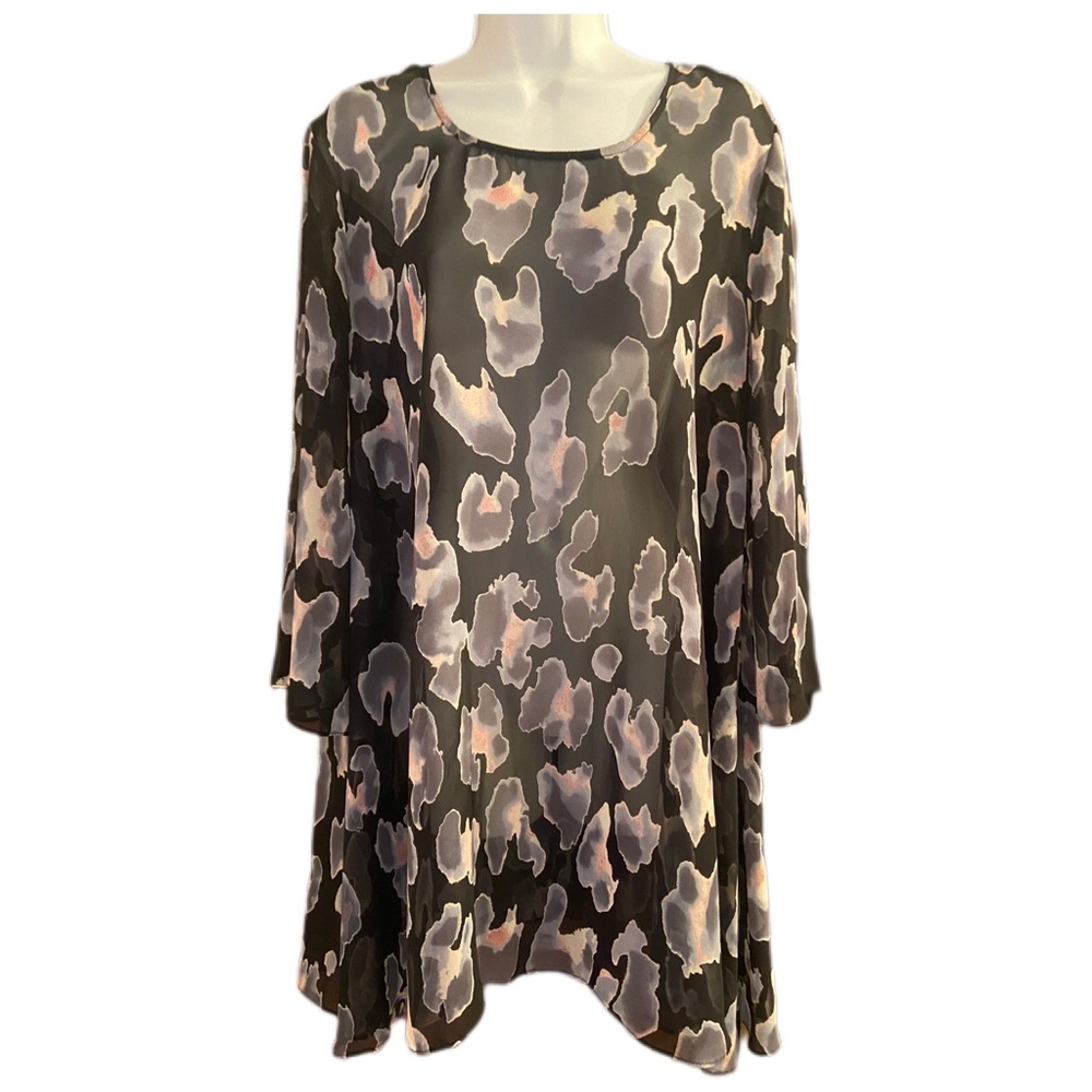 Come N See Sheer Abstract Tunic, Size XL